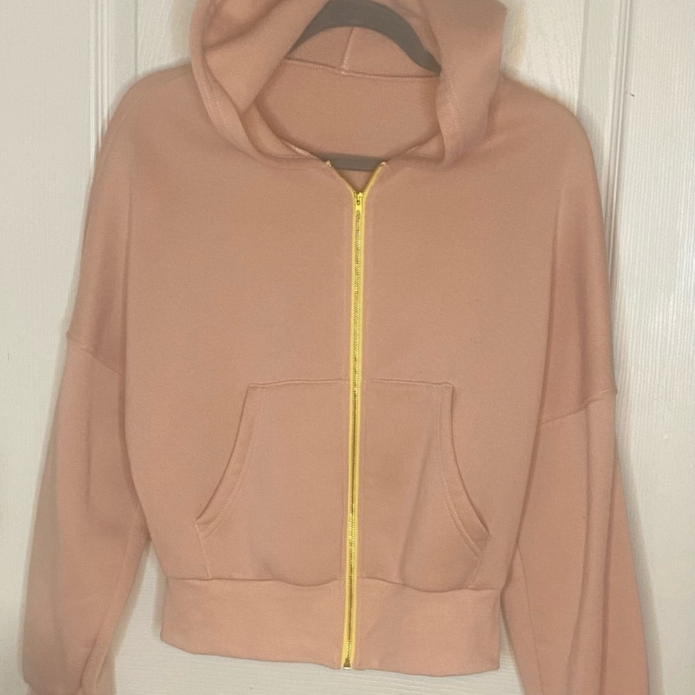 Pink Hoodie with Rose Gold Zipper